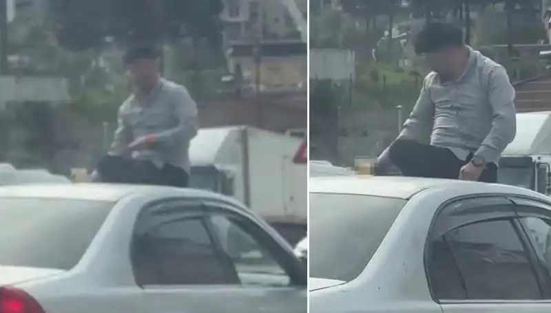 Trafikte Alışılmadık Görüntü: Otomobilin Üzerinde Alem Yapıldı!